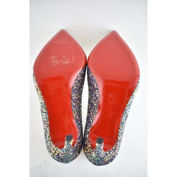 Christian Louboutin Pigalle Follies 100 Glitter Milkyway Blue Red Heel Pump 37 - Picture 12 of 12